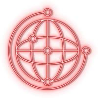 rétro style rouge néon vecteur icône réseau, global rouge néon icône.
