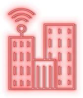 rétro style rouge néon vecteur icône communication, télévision, bâtiment rouge néon icône.