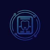 dentaire radiographie image icône, ligne vecteur