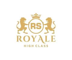 d'or lettre rs modèle logo luxe or lettre avec couronne. monogramme alphabet . magnifique Royal initiales lettre. vecteur