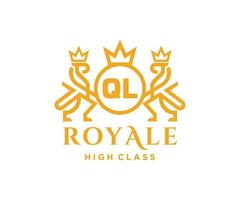 d'or lettre ql modèle logo luxe or lettre avec couronne. monogramme alphabet . magnifique Royal initiales lettre. vecteur