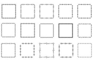ensemble de cadres carrés et de monogrammes. collection bordures carrées décoratives. doodle abstrait. éléments de conception de logo doodle. étiquettes de modèle, autocollants, cartes. illustration vectorielle. vecteur