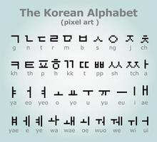 8 bits pixel coréen alphabet. moderne élégant polices ou des lettres les types pour titres ou titres tel comme affiches, disposition conception, Jeux, sites Internet ou imprimer. vecteur