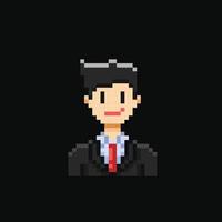 une homme portant costume noir dans pixel art style vecteur