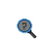 loupe verre avec question marque dans pixel art style vecteur