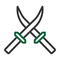 épée icône bicolore gris vert Couleur militaire symbole parfait. vecteur