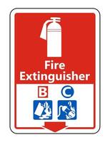 Symbole extincteur bc signe sur fond blanc vecteur