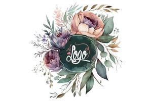 aquarelle floral logo, rond floral logo, moderne aquarelle logo, logo conception, calligraphie logo, floral logo, fleur logo vecteur