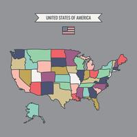 Carte de l'Amérique décrite vecteur