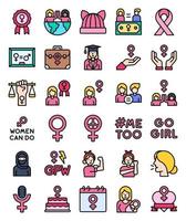 jeu d'icônes rempli lié au féminisme, illustration vectorielle vecteur