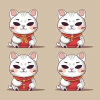 chat personnage mascotte dans coréen traditionnel robe dans illustration vecteur