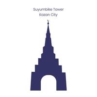 syuyumbike la tour dans kazan kremlin, tatarstan, Russie. vecteur silhouette