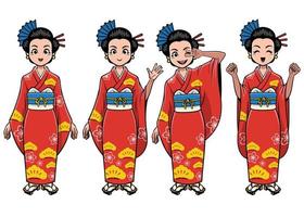 traditionnel Japon fille personnage ensemble vecteur