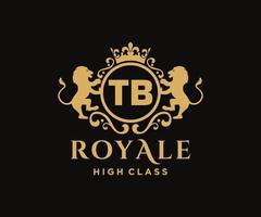 d'or lettre tb modèle logo luxe or lettre avec couronne. monogramme alphabet . magnifique Royal initiales lettre. vecteur