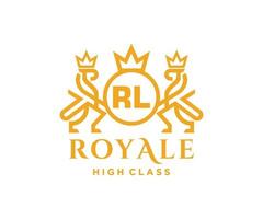 d'or lettre rl modèle logo luxe or lettre avec couronne. monogramme alphabet . magnifique Royal initiales lettre. vecteur