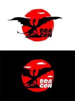 silhouette dragon vecteur pour conception T-shirt concept. dragon avec rouge lune. Japonais thème T-shirt.