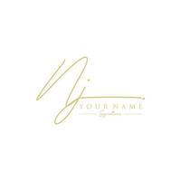 lettre nj signature logo template vecteur