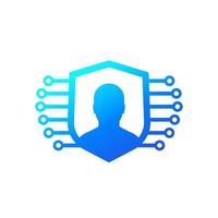 icône de confidentialité et de protection des utilisateurs sur blanc vecteur