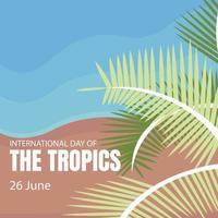 illustration vecteur graphique de frondes de noix de coco des arbres sur le plage, parfait pour international jour, international journée de tropiques, célébrer, salutation carte, etc.