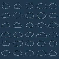 nuage vector icon set couleur blanche sur fond gris. collection d'illustration plate ciel pour le web. illustration vectorielle