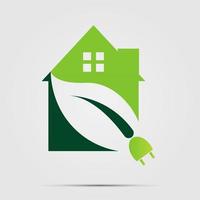 green eco house ou logo power plug nature vert. illustrations vectorielles