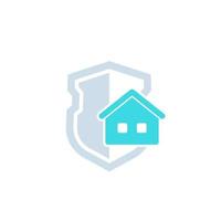 icône d & # 39; assurance maison avec bouclier et maison vecteur