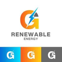 g lettre renouvelable énergie logo conception vecteur