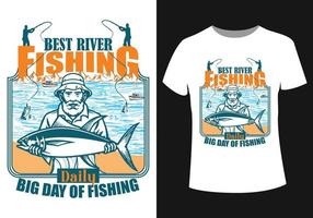 meilleur rivière pêche T-shirt conception vecteur
