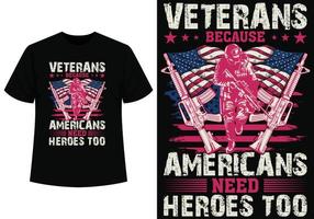 américain anciens combattants T-shirt conception vecteur