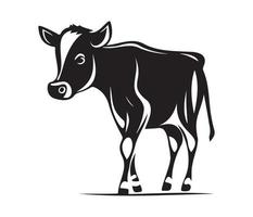 vache portrait stylisé vecteur symbole, noir et blanc vache, vache, laitier icône
