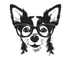 chien portant des lunettes vecteur