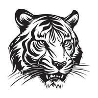 tigre affronter, silhouettes tigre visage svg, noir et blanc tigre vecteur