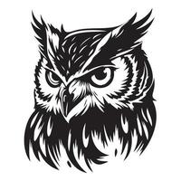 hibou affronter, silhouettes hibou visage svg, noir et blanc hibou vecteur