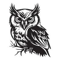 hibou affronter, silhouettes hibou visage svg, noir et blanc hibou vecteur