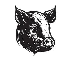 porc affronter, silhouettes porc affronter, noir et blanc porc vecteur