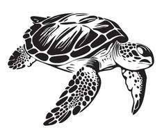 nager mer tortue icône mer animal noir symbole, sous-marin animaux vecteur