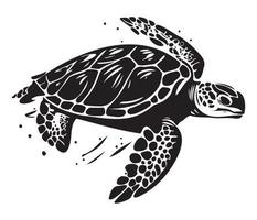 nager mer tortue icône mer animal noir symbole, sous-marin animaux vecteur