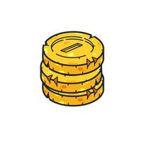 empiler de or pièces de monnaie. contour dessin animé icône de argent et trésor. concept de gains et richesse. vecteur