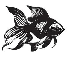 poisson rouge, d'or poisson animal poisson illustration noir et blanc côté vue contour image vecteur