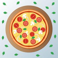 Pizza pepperoni avec illustration de tranche vecteur