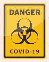 coronavirus attention Jaune signe avec Danger biologique symbole sur beige virus Contexte vecteur