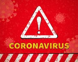 coronavirus attention signe dans Triangle sur rouge arrière-plan, exclamation marque icône et avertissement ligne élément vecteur