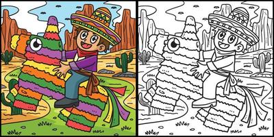 cinco de mayo enfant équitation pinata illustration vecteur