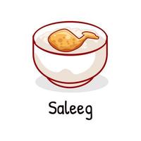 saleeg saoudien d'Arabie poulet et riz plat asiatique nourriture vecteur