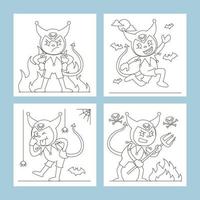 mignonne mal chat dans action coloration pages pour les enfants livre vecteur