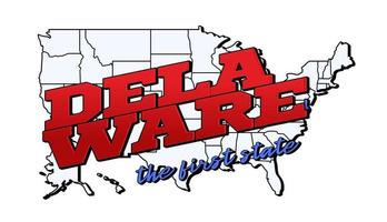 illustration vectorielle avec nous état du Delaware sur la carte américaine avec lettrage vecteur