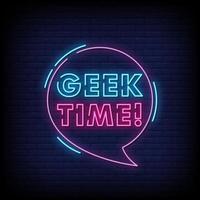 vecteur de texte de style geek time enseignes au néon