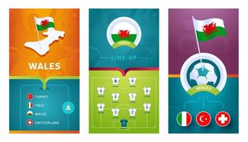 bannière verticale de football européen de l'équipe du Pays de Galles pour les médias sociaux vecteur