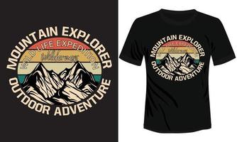 montagne explorez la conception de t-shirt d'aventure en plein air vecteur