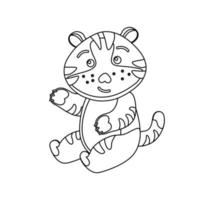 tigre personnage noir et blanc vecteur illustration coloration livre pour des gamins